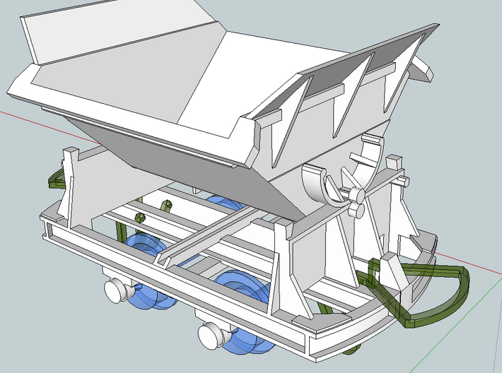 Spoorijzer KW13 1m3 skips (5) H0e compatible 3d printed