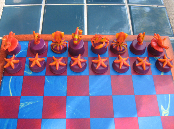 Sea Chess Pieces - Small 3d printed Pieces coated with protective, spray on lacquer.