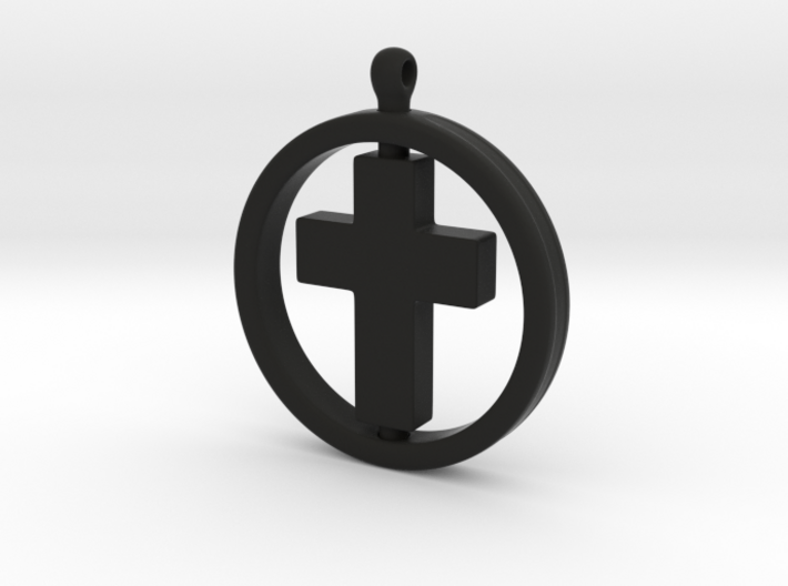 Cross with spinning ring 3d printed