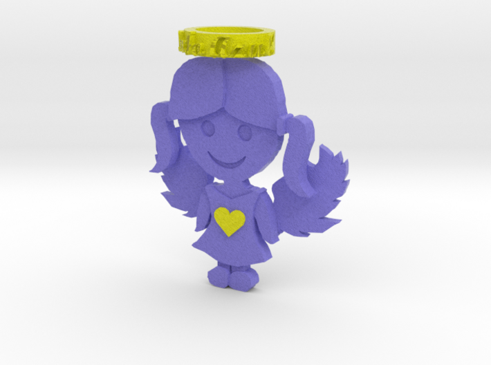 Pendant Full Color Blue Angel Girl 3d printed