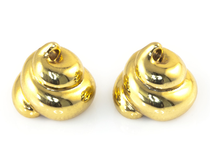 Lucky Golden Poo Earrings 3d printed