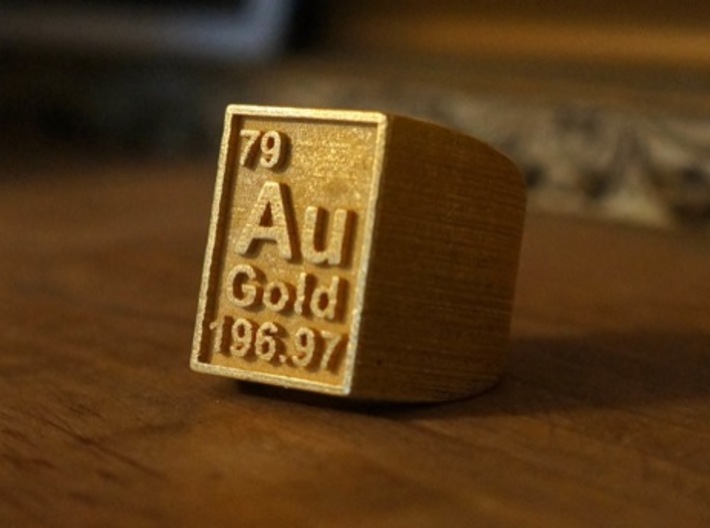 Gold Periodic Table Statement Ring Size 10 3d printed This Statement Peice Printed In Polished Gold Steel.