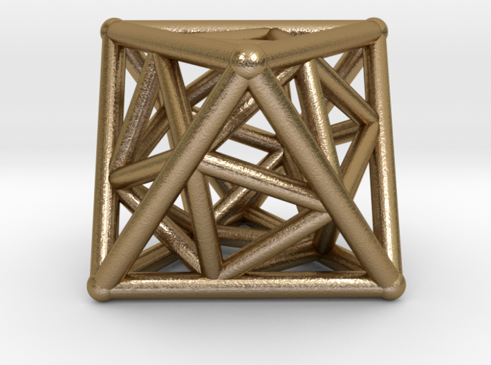 Golden Octahedron Pendant #2 3d printed