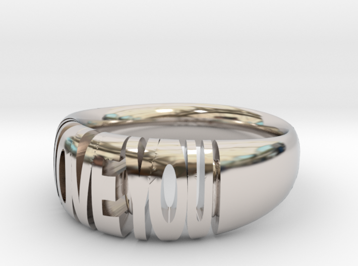 Valentine ring, I Love You 3d printed