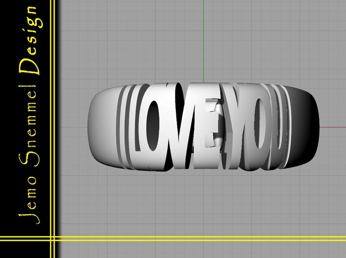 Valentine ring, I Love You 3d printed 