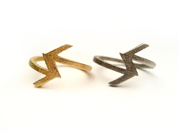 Arrow Ring (Size 7) 3d printed Polished Gold and Nickel Steel