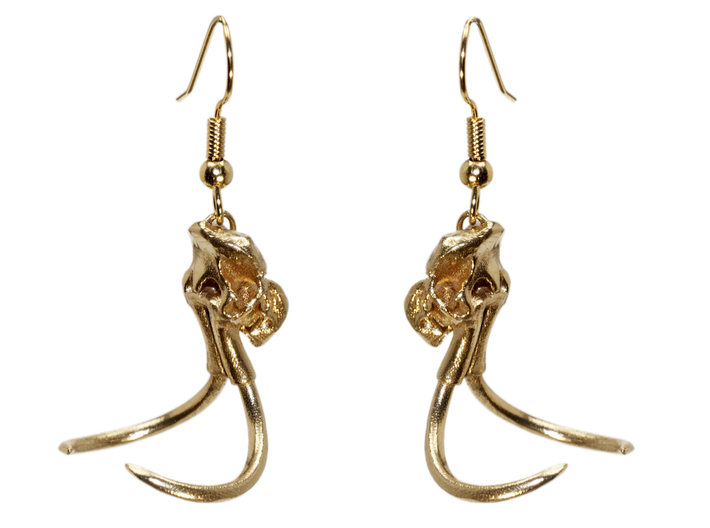 Woolly Mammoth Skull with loop 3d printed Brass earrings