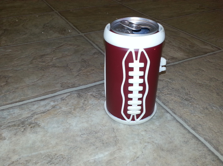 Football Laces Koozie 3d printed On a standard pop/beer can. 