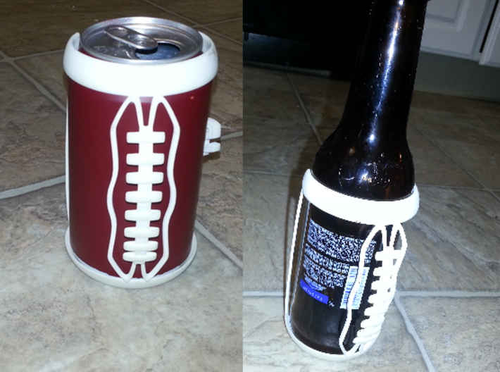 Football Laces Koozie 3d printed Shown on a can, or bottle