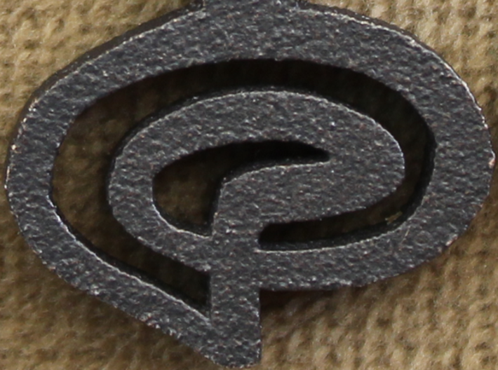"Kaiidth" (What Is, Is) Vulcan Script Pendant 3d printed Detail Shot; Pictured: Matte Black Steel