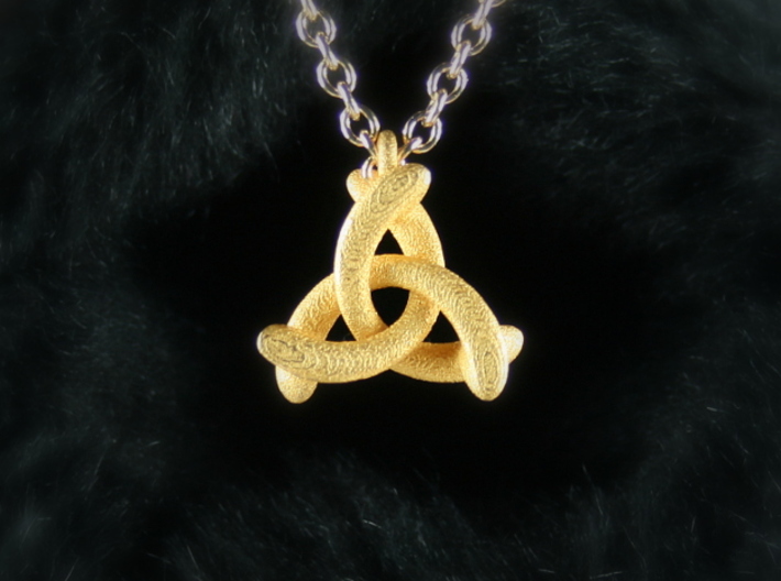 Pendant Trinity No.1 3d printed Polished Gold Steel