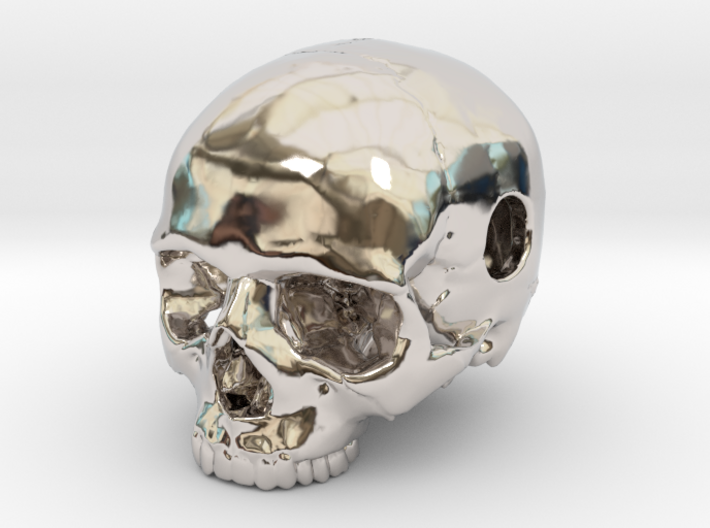 20mm .8in Keychain Bead Human Skull 3d printed
