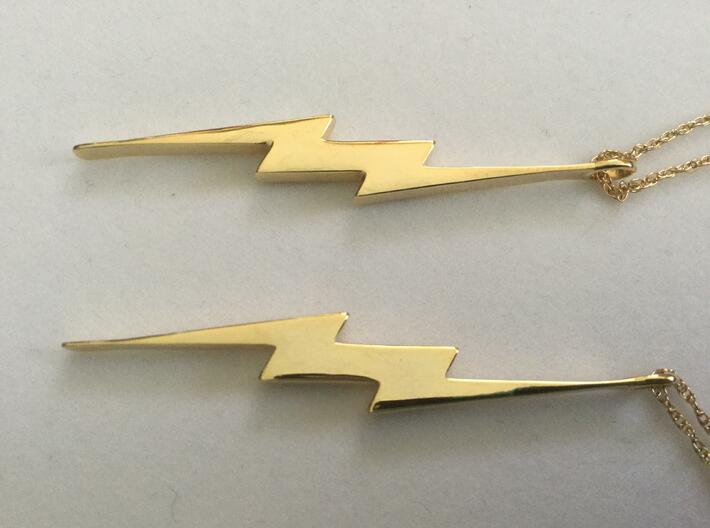 Lightning Bolt CN Power Earrings / Pendant L914001 3d printed Gold Plated Brass