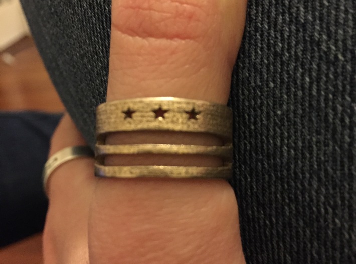 DC Ring with Map (Size 9) 3d printed 3 Stars / 2 Bars