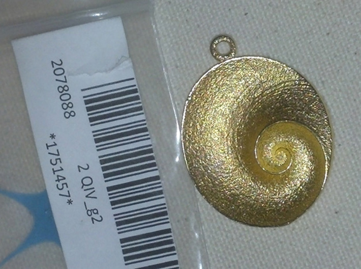 Spiral Pendant (QIV_g2) 3d printed "Matte Gold Steel" Front