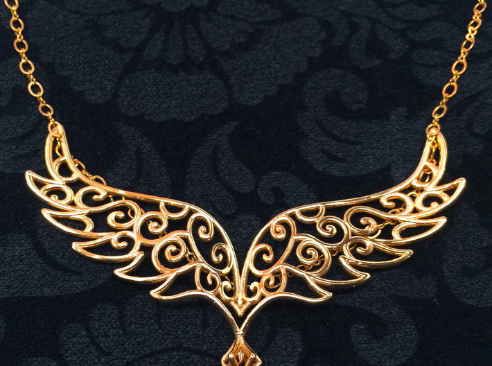 Angel Wings Pendant - precious metals 3d printed 