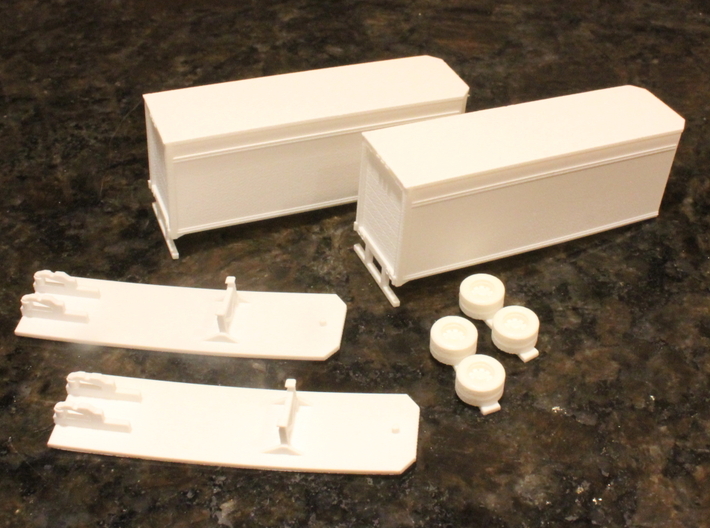 1:160 N Scale 28' Pup Trailer Parcel Service x2 3d printed 