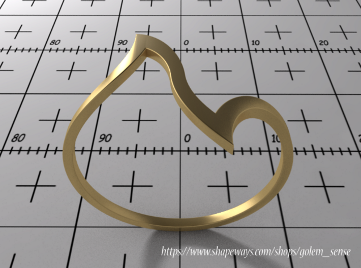 Ring Model D - Size 6 - Gold 3d printed