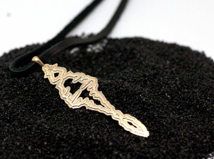 Irish &quot;Is breá liom tú&quot;Sound Wave Pendant 3d printed Is breá liom tú | Raw Bronze