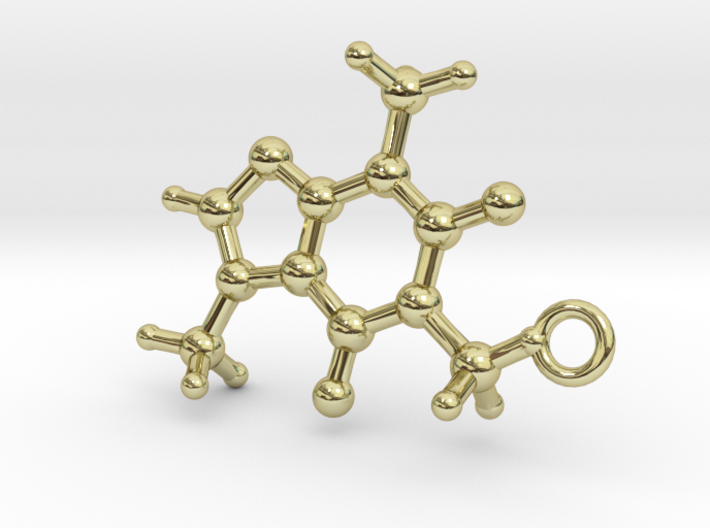 Caffeine Molecule Earring / Pendant Silver 3d printed