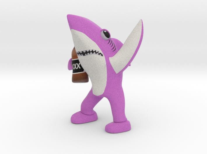 Pink Drunk Shark 3d printed 