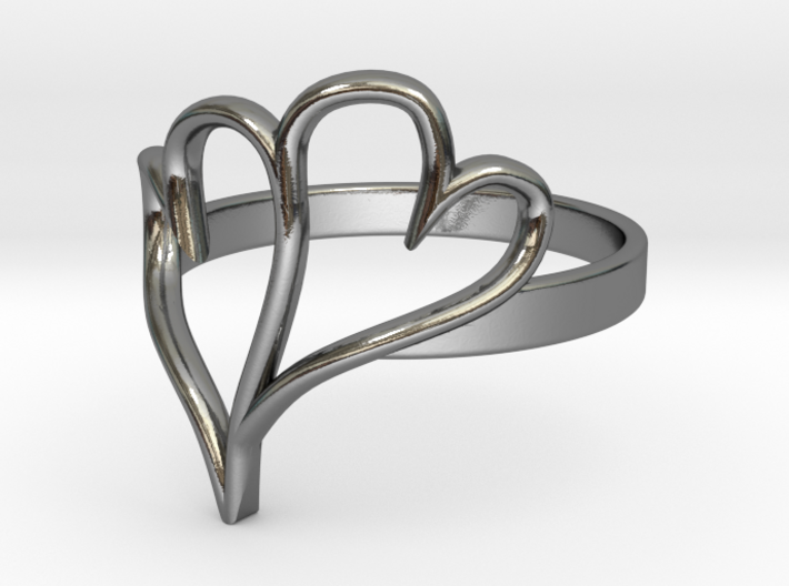 Double Heart Ring (Sz 6) 3d printed