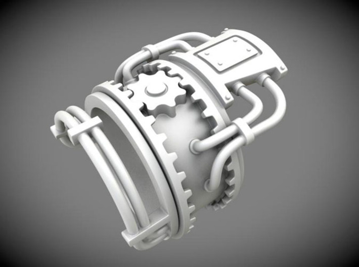 Steampower ring v2 3d printed C4D Render, silver material