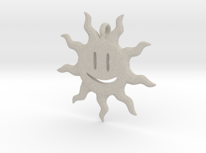 Smiling sun pendant 3d printed