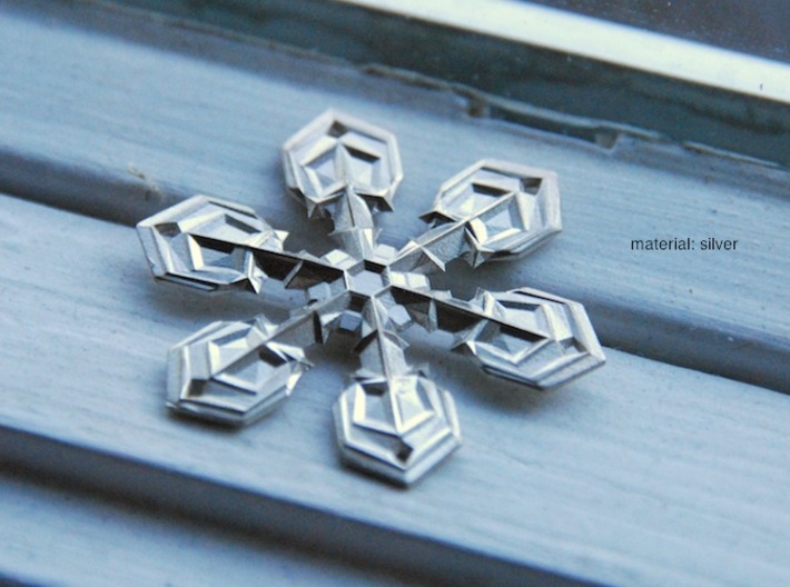 Snowflake Pendant (1.7&quot; tip to tip) 3d printed