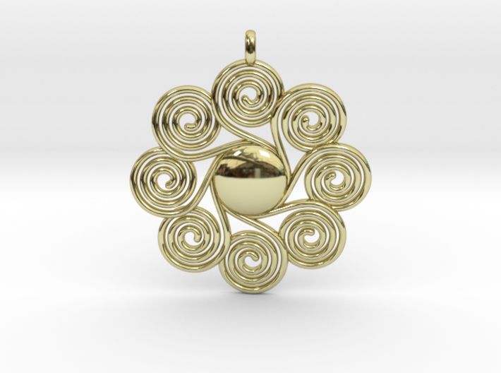 SPIRAL SUN Designer Jewelry Pendant 3d printed