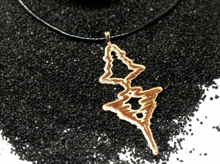 French - &quot;Je t'aime&quot; Sound Wave Necklace 3d printed Je t'aime | Polished Bronze