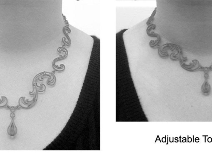 Floral Vine Necklace w/ Toggle Clasp in Nylon 3d printed Adjustable length