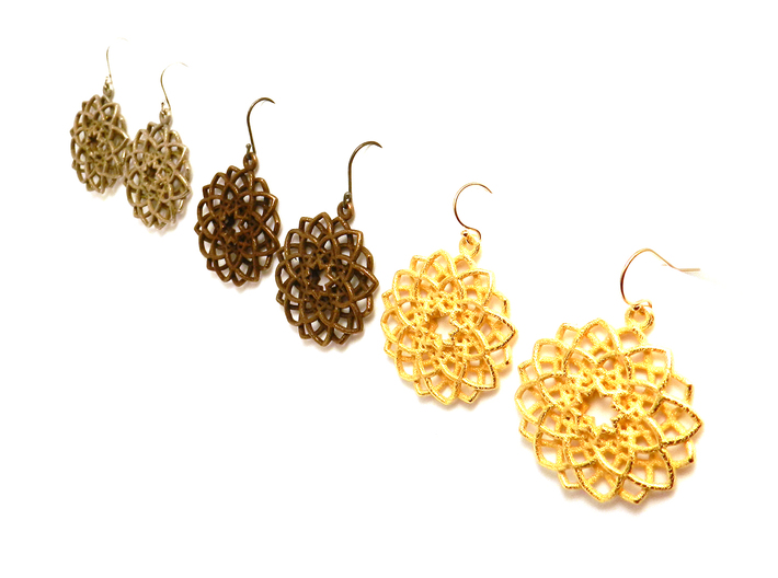 Mandala Flower Earrings 3d printed 