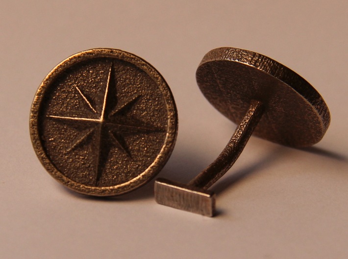 Compass cufflinks 3d printed