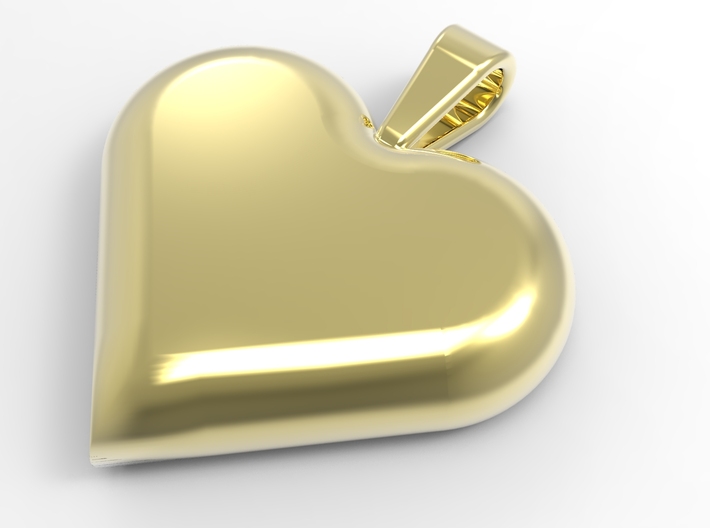 Secret heart pendant [customizable] 3d printed The front of the heart, rendered in polished brass