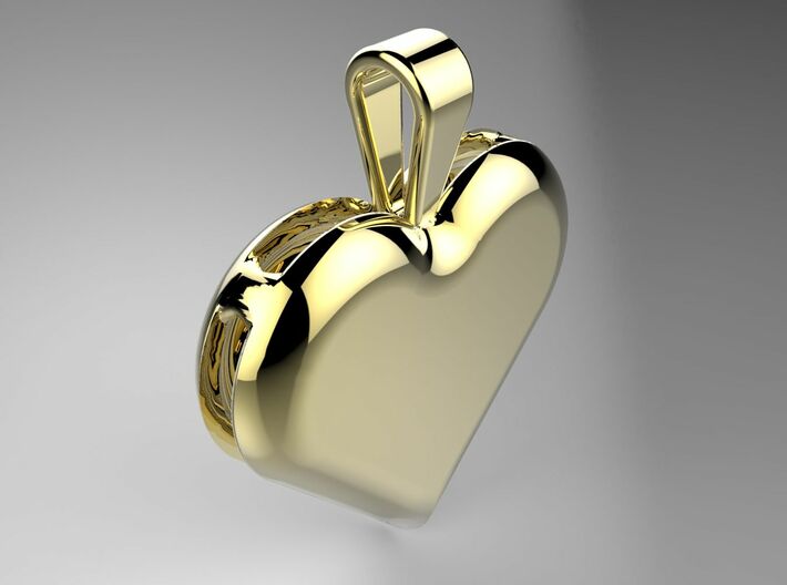 Double heart pendant 3d printed A render in polished brass