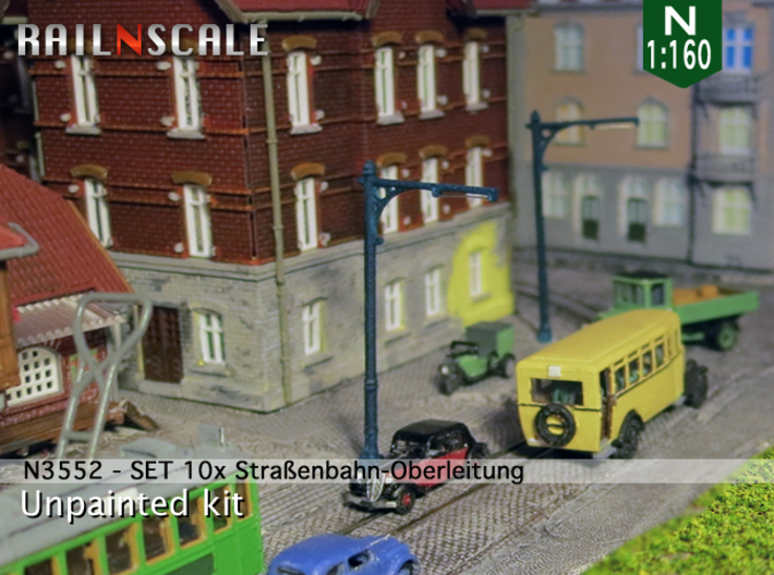 SET 10x Straßenbahn-Oberleitung 44mm (N 1:160) 3d printed 