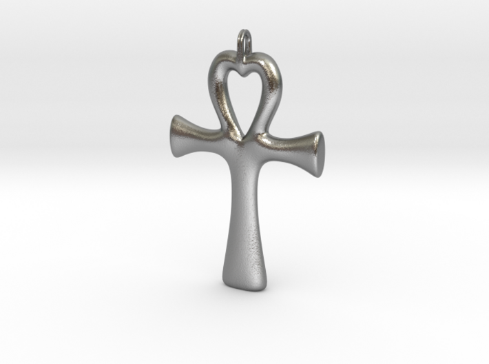 Ankh heart pendant 3d printed