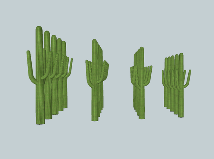 20 N-scale Saguaro Cactus Set 3d printed
