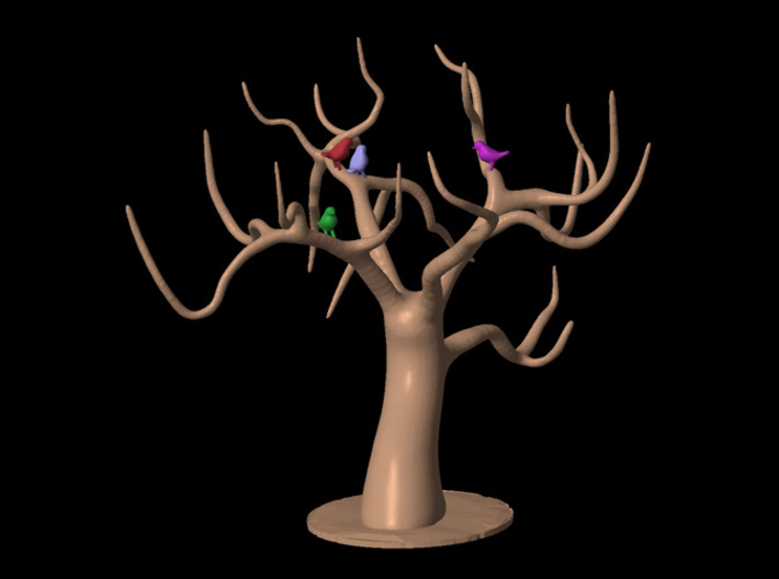 Jewellery Tree With Birds 3d printed