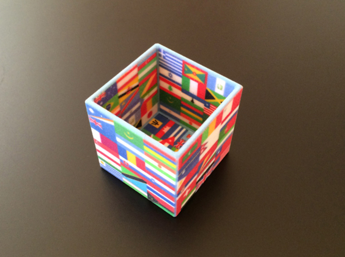 Cube with flags of the nations 3d printed 3