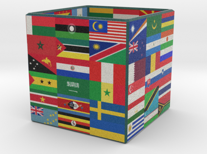 Cube with flags of the nations 3d printed 