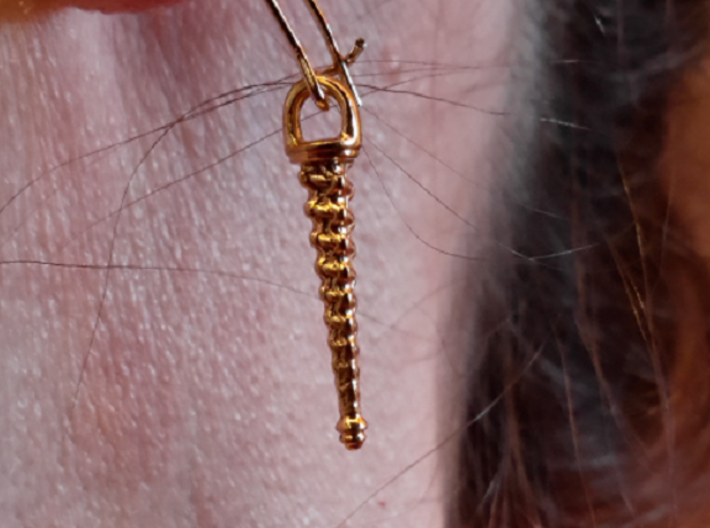 Caspian Earing 3d printed 14k Gold Plated, one earring, no hanger
