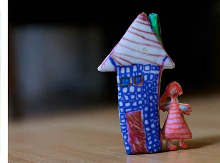Girl &amp; House 3d printed Figurines from Children's Drawings