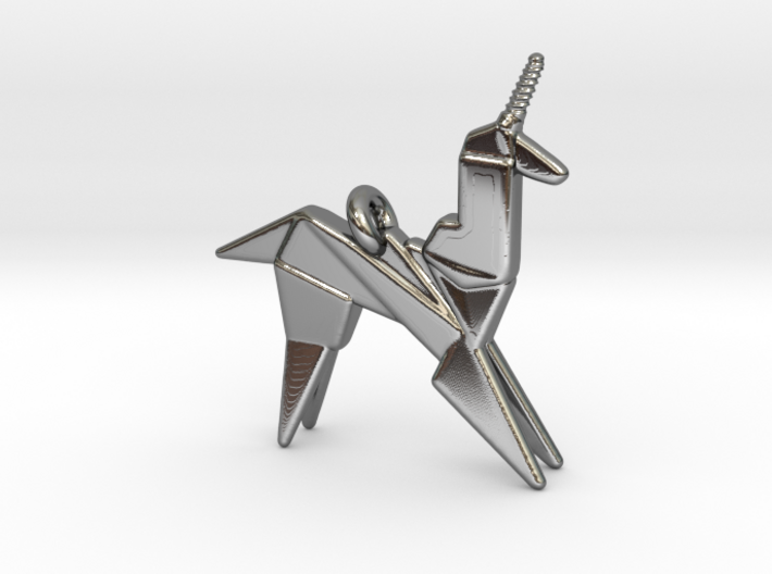 Origami Unicorn Pendant 3d printed