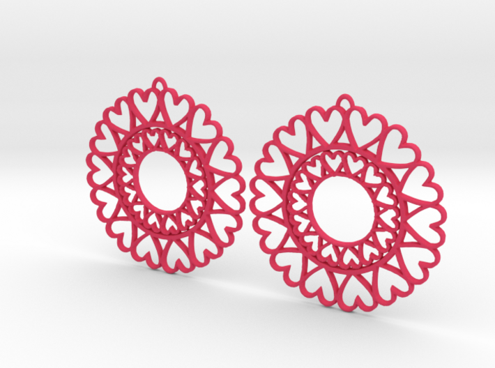 Circle Hearts Earrings 3d printed