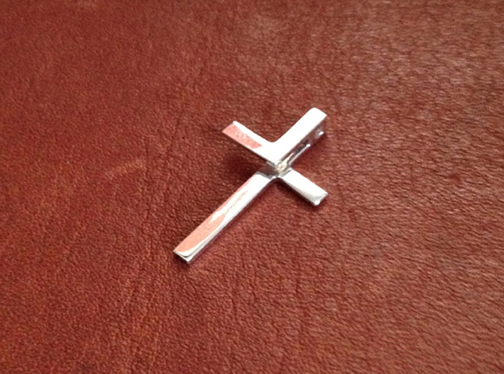 Folded Cross 3d printed Premium Silver