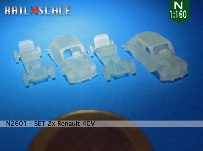 SET 2x Renault 4CV (N 1:160) 3d printed 