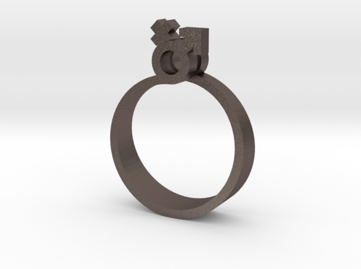 Male-Female Linked ring (US size#6) 3d printed 