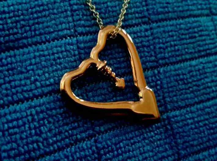 TWO HEARTS ONE LOVE 3d printed 14k Rose Gold Plated photo on Blue microfiber